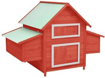 Produktbild von VidaXL Hühnerstall aus massivem Tannenholz 152x96x110 cm rot