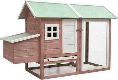 Produktbild von VidaXL Hühnerstall aus Massivholz mit grünem Dach