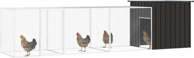 Produktbild von vidaXL Hühnerstall Hühnerkäfig Anthrazit 400x91x100 cm Verzinkter Stahl