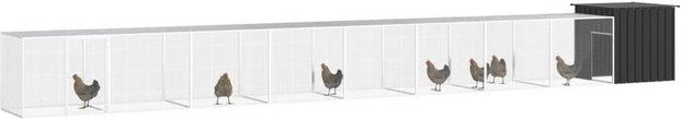 Produktbild von vidaXL Hühnerstall Hühnerkäfig Anthrazit 900x91x100 cm Verzinkter Stahl