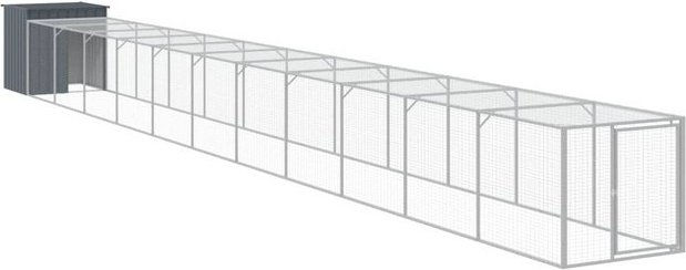 Produktbild von vidaXL Hühnerstall mit Auslauf Anthrazit 110x1221x110 cm verzinkter Stahl