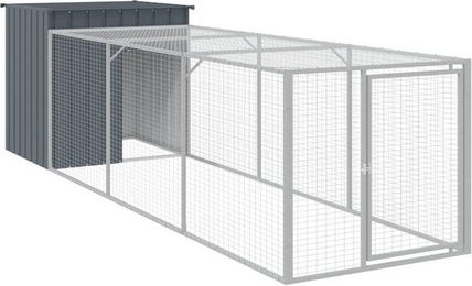 Produktbild von vidaXL Hühnerstall mit Auslauf Anthrazit 110x405x110 cm verzinkter Stahl