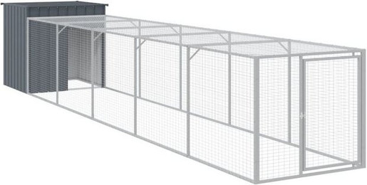 Produktbild von vidaXL Hühnerstall mit Auslauf Anthrazit 110x609x110 cm verzinkter Stahl