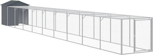Produktbild von vidaXL Hühnerstall mit Auslauf Anthrazit 117x1017x123cm verzinkter Stahl