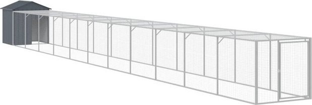 Produktbild von vidaXL Hühnerstall mit Auslauf Anthrazit 117x1221x123 cm verzinkter Stahl