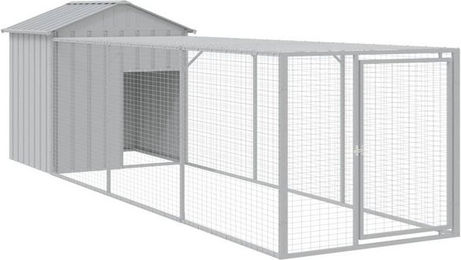 Produktbild von vidaXL Hühnerstall mit Auslauf Hellgrau 117x405x123 cm verzinkter Stahl