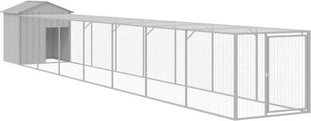 Produktbild von vidaXL Hühnerstall mit Auslauf Hellgrau 117x813x123 cm verzinkter Stahl