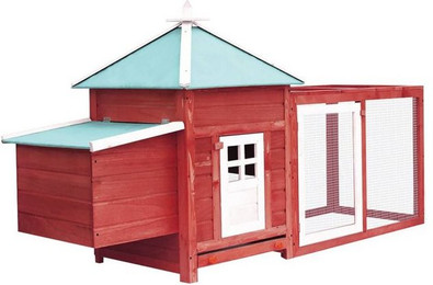 Produktbild von VidaXL Hühnerstall rot aus massivem Tannenholz