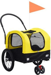 VidaXL Hunde 2-in-1 Fahrradanhänger & Jogger gelb – Bild 1 von 10