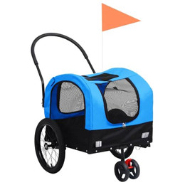 Produktbild von vidaXL Hunde Fahrradanhänger 2-in-1 Blau Schwarz