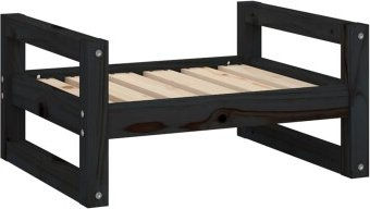 vidaXL Hundebett aus massivem Kiefernholz Schwarz 55,5x45,5x28 cm – Bild 1 von 9