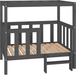 vidaXL Hundebett Grau Massivholz Kiefer – Bild 1 von 8