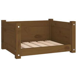 vidaXL Hundebett Honigbraun Massivholz 55,5x45,5x28 cm – Bild 1 von 9