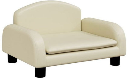 Produktbild von vidaXL Hundebett Hundesofa mit weicher Polsterung für kleine Hunde Creme Kunstleder