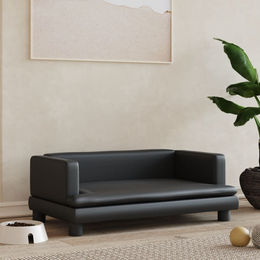 Produktbild von vidaXL Hundebett Kunstleder Schwarz 80x45x30 cm