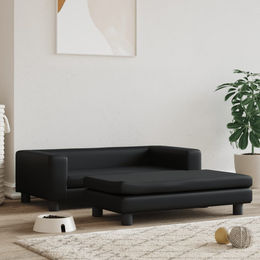 Produktbild von vidaXL Hundebett mit Verlängerung aus Kunstleder Schwarz