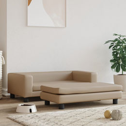 Produktbild von vidaXL Hundebett mit Verlängerung Cappuccino Kunstleder