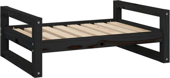 Produktbild von vidaXL Hundebett Schwarz 75,5x55,5x28 cm Massivholz Kiefer