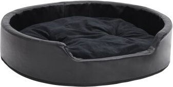 vidaXL Hundebett Schwarz 79x70x19 cm Plüsch Kunstleder – Bild 1 von 8