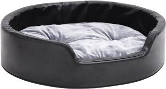 vidaXL Hundebett Schwarz-Grau 69x59x19 cm Plüsch und Kunstleder – Bild 1 von 9