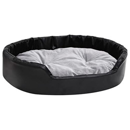 Produktbild von vidaXL Hundebett Schwarz Grau 90x79x20 cm Plüsch Kunstleder