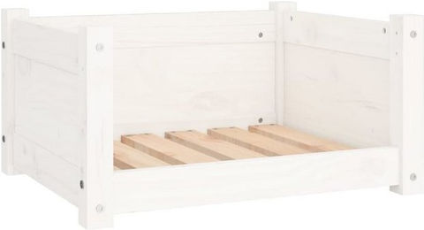 Produktbild von vidaXL Hundebett Weiß Massivholz Kiefer 55,5x45,5x28 cm