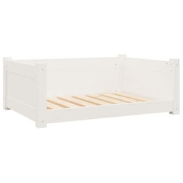 vidaXL Hundebett Weiß Massivholz Kiefer 75,5x55,5x28 cm – Bild 1 von 9