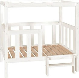 vidaXL Hundebett Weiß Massivholz Kiefer – Bild 1 von 8