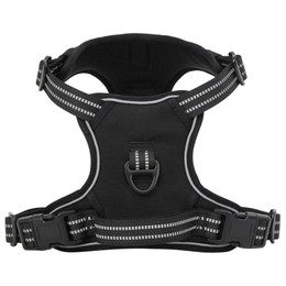 Produktbild von vidaXL Hundegeschirr Brustgeschirr mit 2 Schnellverschlüssen Reflektierend Verstellbar Schwarz L Polyester