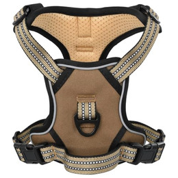 Produktbild von vidaXL Hundegeschirr Brustgeschirr mit Leine und Halsband Braun S Polyester