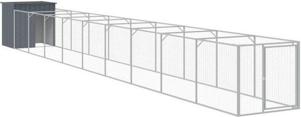 Produktbild von vidaXL Hundehütte mit Auslauf Anthrazit 110x1017x110 cm verzinkter Stahl