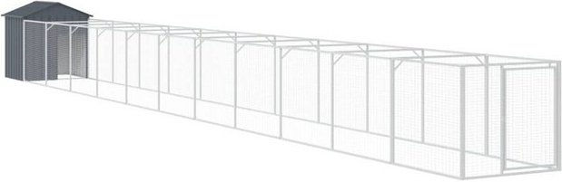 Produktbild von vidaXL Hundehütte mit Auslauf aus verzinktem Stahl Anthrazit