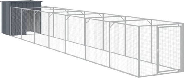 Produktbild von vidaXL Hundehütte mit Auslauf aus verzinktem Stahl Anthrazit