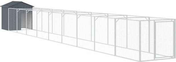 Produktbild von vidaXL Hundehütte mit Auslauf aus verzinktem Stahl Anthrazit