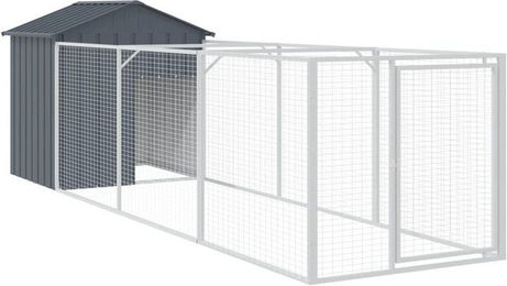 Produktbild von vidaXL Hundehütte mit Auslauf aus verzinktem Stahl Anthrazit