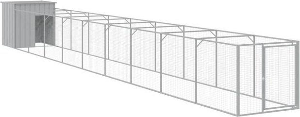 Produktbild von vidaXL Hundehütte mit Auslauf Hellgrau 110x1017x110cm Verzinkter Stahl
