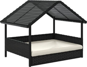 Produktbild von vidaXL Hundehütte mit Kissen und Stahlgestell aus Poly Rattan