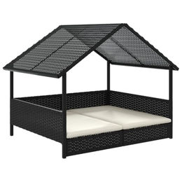 Produktbild von vidaXL Hundehütte mit Kissen und Stahlgestell, Poly Rattan