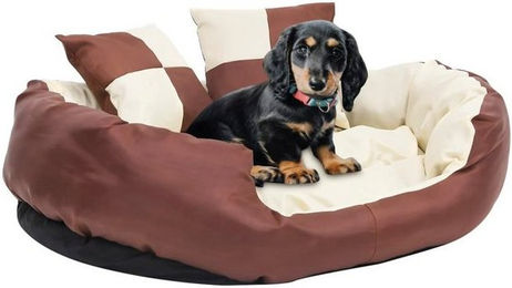 Produktbild von vidaXL Hundekissen Wendbar Waschbar Braun Creme 85x70x20cm