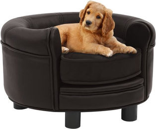 Produktbild von vidaXL Hundekorb Hundesofa Braun 48x48x32 cm Plüsch und Kunstleder