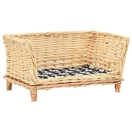 Produktbild von vidaXL Hundekorb mit Kissen aus Naturweide 50x33x30 cm