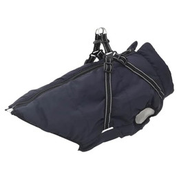 Produktbild von vidaXL Hundemantel mit Geschirr Wasserdicht Marineblau