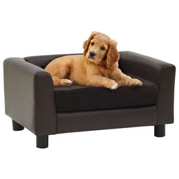 Produktbild von vidaXL Hundesofa Braun 60x43x30 cm Plüsch und Kunstleder