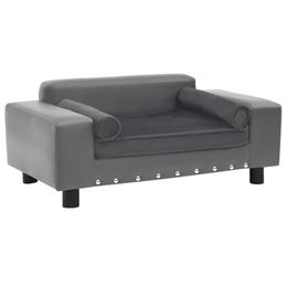 vidaXL Hundesofa Grau 81x43x31cm Plüsch Kunstleder – Bild 1 von 9