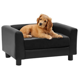 Produktbild von vidaXL Hundesofa Schwarz 60x43x30 cm Plüsch und Kunstleder