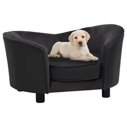 Produktbild von vidaXL Hundesofa Schwarz 69x49x40 cm Plüsch und Kunstleder
