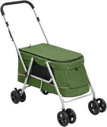 vidaXL Hundewagen Faltbar Grün 100x49x96 cm Leinenstoff – Bild 1 von 9