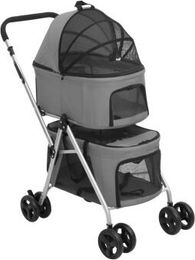 vidaXL Hundewagen für 2 Hunde Faltbar Grau Oxford-Gewebe – Bild 1 von 9