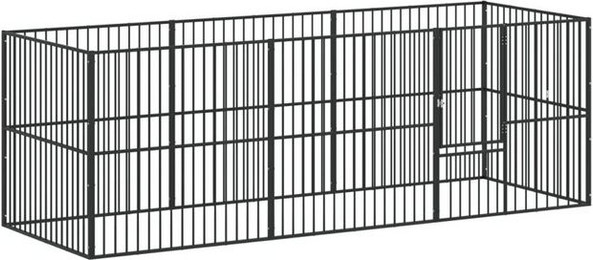 Produktbild von vidaXL Hundezwinger 8-tlg Schwarz Verzinkter Stahl
