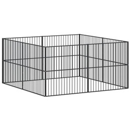 Produktbild von vidaXL Hundezwinger 8-tlg Schwarz Verzinkter Stahl